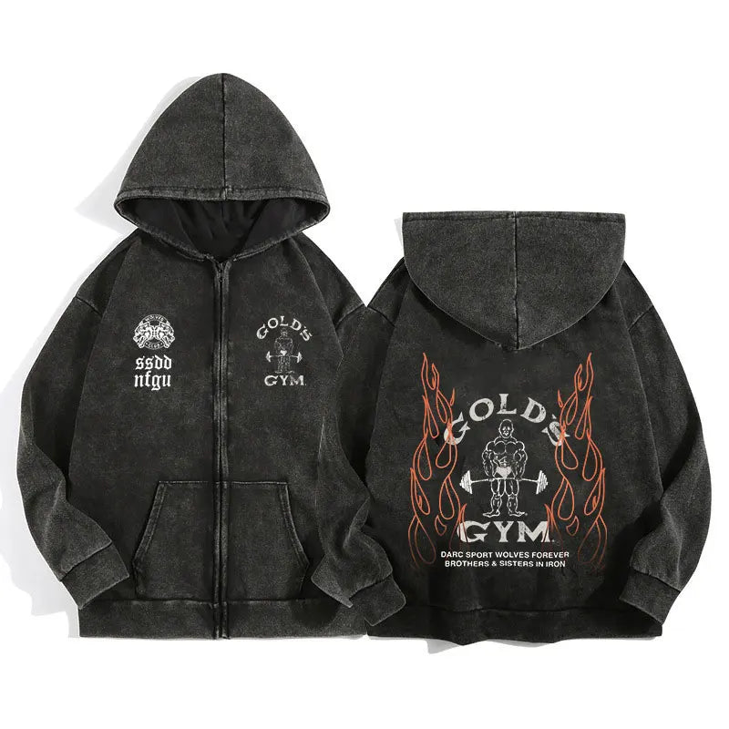 Darc Wolves Sport Zip Up Hoodies for Unisex Cotton Print Gothic Harajuku Jacket Hooded Sweatshirts Casual Manga Pullover