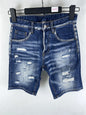 3006 Summer New Men's Jeans Washed Ripped Patch Paint Slim-fit Micro-elastic Denim Shorts Men's Black
