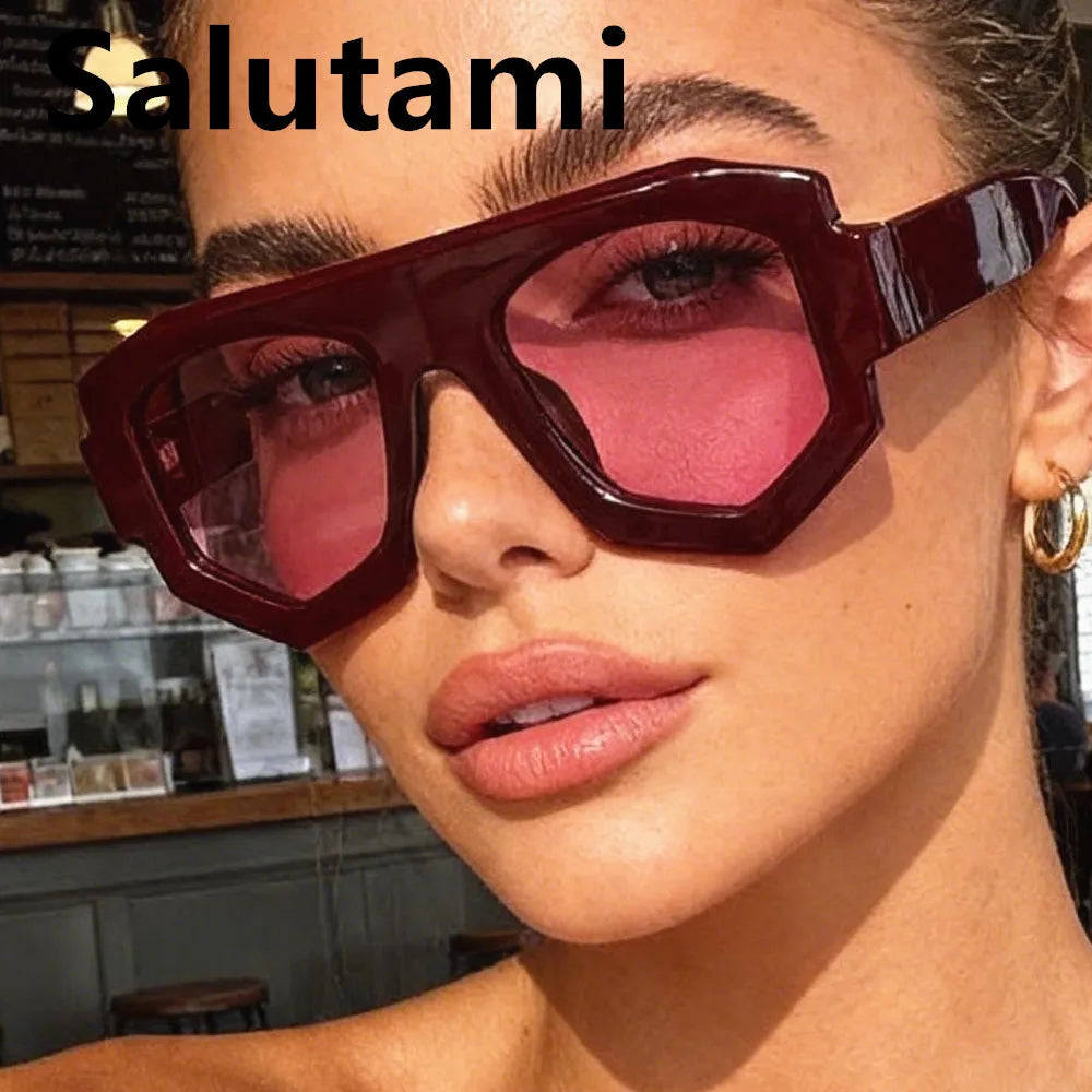 irregular square candy color sunglasses for women new fashion black yellow sun glasses