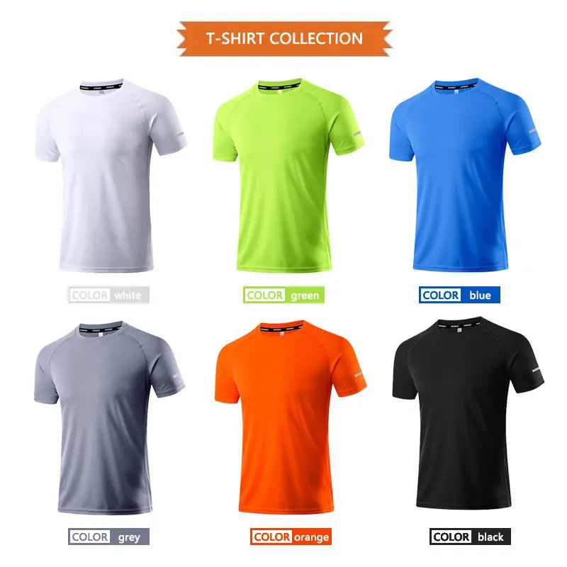 Men's Running Shirts Soccer Jerseys Reflective Sport T-Shirts Quick Dry Athletic Jogging Tops Gym Fitness Workout Sportswear
