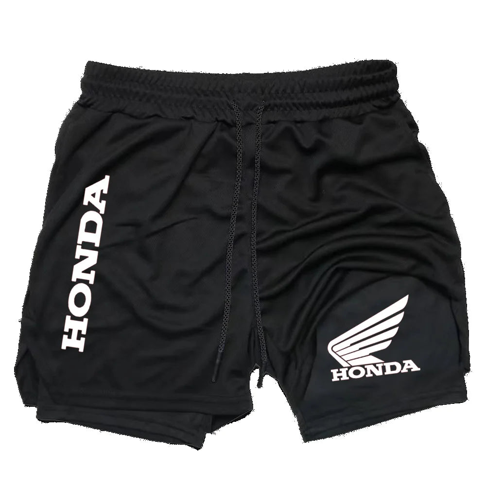 Profashion x Honda Summer Shorts Are For Men's 2-in-1 Sports, Gym Workouts, Running And Quick-Drying Breathable Mobile Phone Pockets