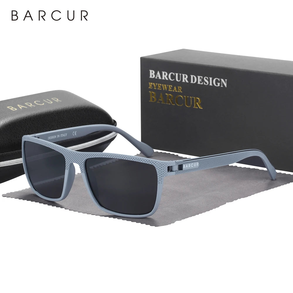 BARCUR Design TR90 Sunglasses Men Polarized Light Weight Sports Sun Glasses Women Eyewear Accessory Oculos UVAB Protection