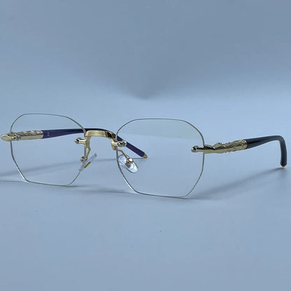 Steampunk Rimless Square Sunglasses Men Luxury Designer Vintage Metal Polygon Outdoor Sun Glasses Male Frameless Shades