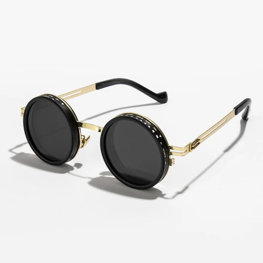 Polarized ND9 Adjustable Dimming Sun Glasses Men Women Round Sunglasses Retro Punk Men's Fishing Eyeglasses Outdoor Shades UV400