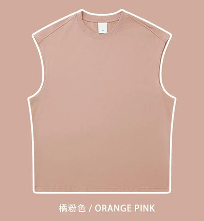 270gsm Summer Tank TopSleeveless T shirt 100% Cotton Solid Color Men Oversized Causal O-neck Basic T-shirt High Quality