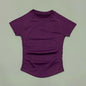 Histello Women Short Sleeve Sports T-Shirt Round Neck Breathable Stretchy Quick Dry Top Yoga Gym Running Fitness Activewear