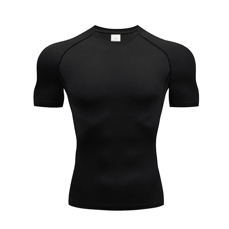 Men Compression Athletic Fitness Wear - Quick-Dry Tight Short-Sleeve Anime Double-Layer Shorts Summer Set Fitness Running Set