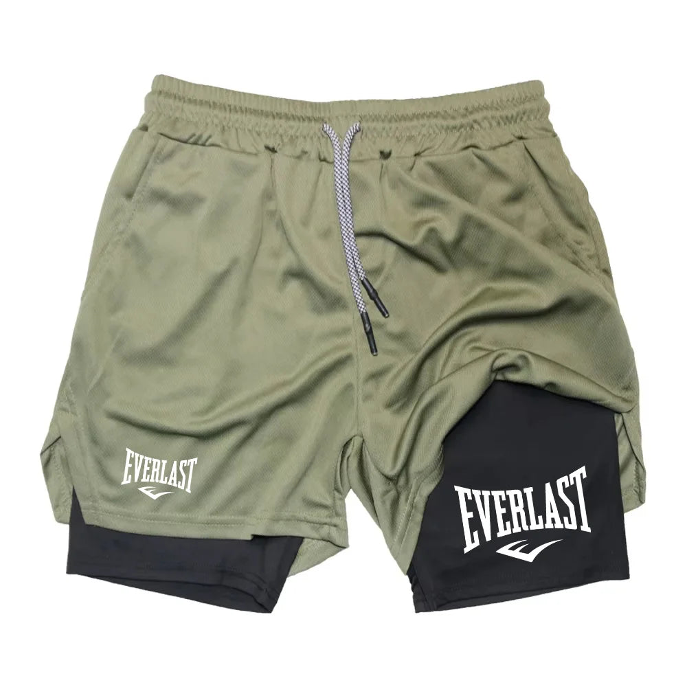Men Running Shorts 2 in 1 Double-deck Sport Shorts Sportswear Gym Fitness Short Pants Training Jogging Bottom Men's Clothing
