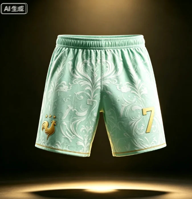 France National Team Mbappe No.10 Football Shorts,3D All Over Print Short Pants, Unisex Family Matching Fan Sports