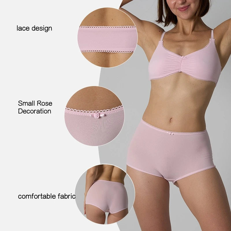 Lace Bra Set Skin-like High Elastic Breathable Women's Underwear Large Chest Small Appearance Innerwear Panties Set