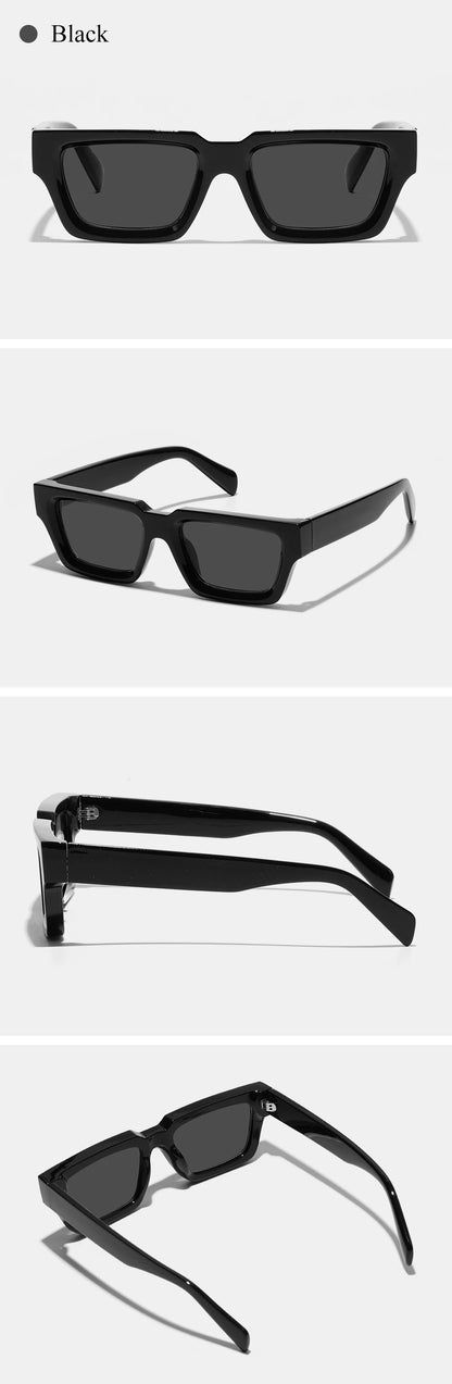 Ruiao fashion black small rectangular thick frame sunglasses for men and women rectangular summer wear shades