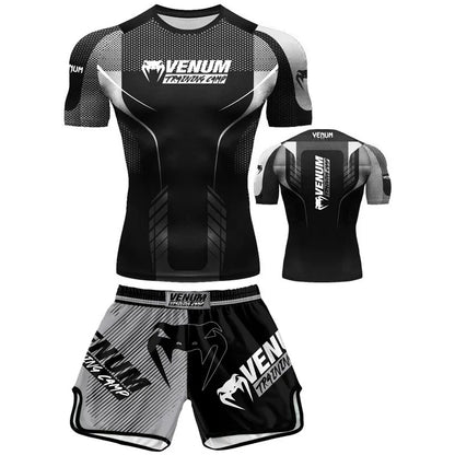 Free fighting and Boxing MuayThai Shirt shorts set Venom UFC Sets Quick-Drying Breathable Polyester Training T-Shirt Shorts set