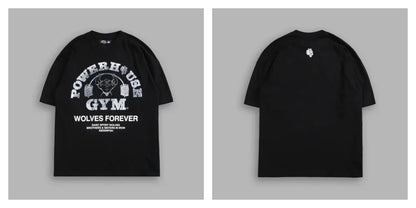 WOLVES CLUB STABILITY "PREMIUM" OVERSIZED TEE IN BLACK Summer Men's and Women's T-shirt Fashion Loose Printed Tops