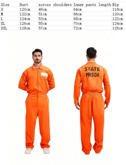 Halloween Costume Orange Prisoner Uniform Guard Set Adult Prisoner Costume Party Stage Cosplay Attire