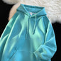 Oversize Hoodie Sweatshirt Pure Color Fleece Lined Couple Style High Quality Green Heavyweight Hooded Jacket for Men And Women