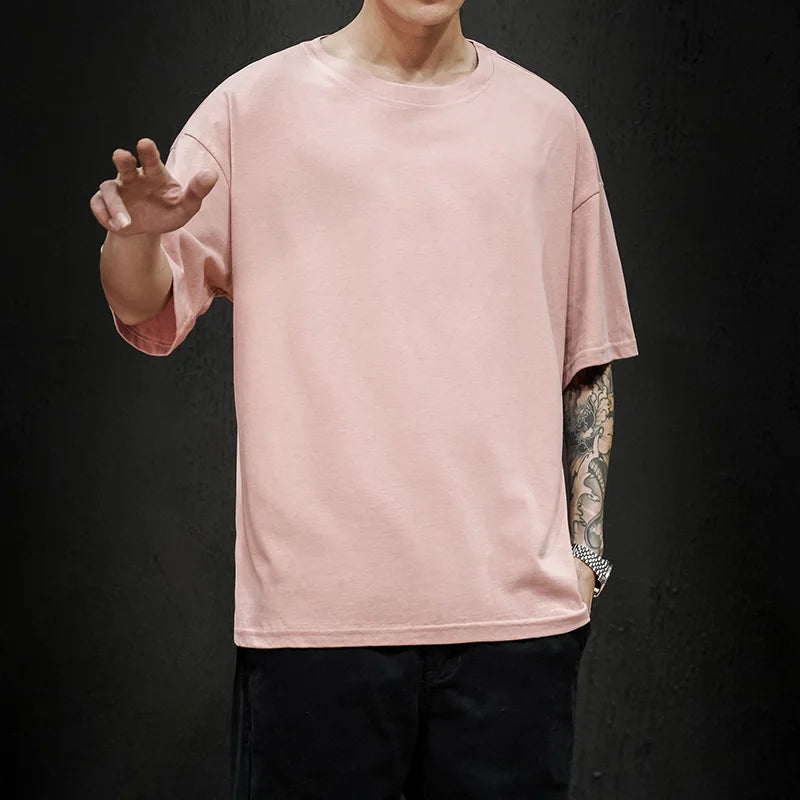 Men's T Shirt Casual Loose Cotton Short Sleeve T-Shirt Men Top Tee shirt Men