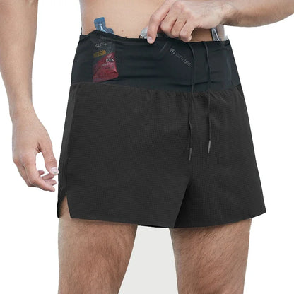 Quick Dry Men Running Shorts Double Layer Sport Shorts With Fanny Pack Multi Pockets
