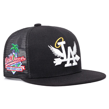Baseball Hat LA Wings Embroidered Hip Hop Hat Outdoor Daily Leisure Sunshade Hat Male Female Flat Edge Mesh Hat
