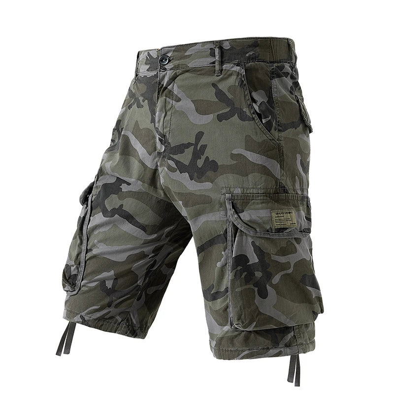 Men's Camo Cargo Shorts Outdoor Multi-Pocket Cotton Casual Shorts Summer Half Pants Breathable Shorts