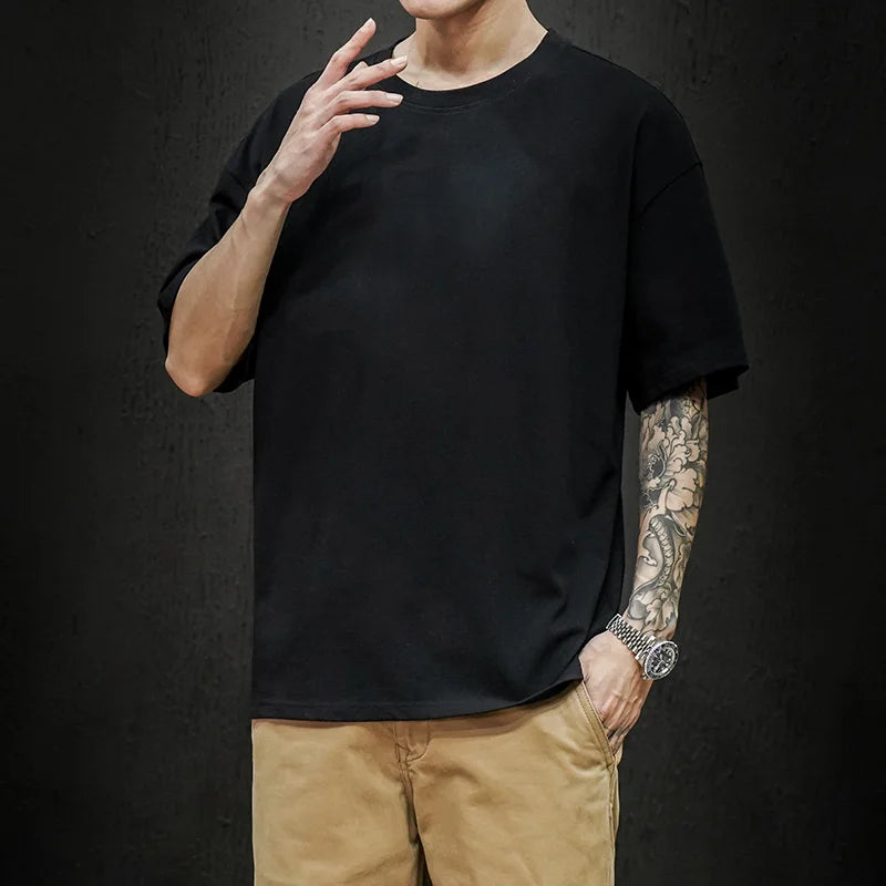 Men's T Shirt Casual Loose Cotton Short Sleeve T-Shirt Men Top Tee shirt Men