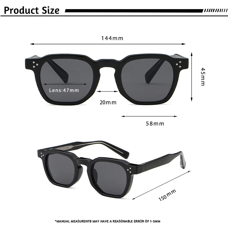 CATERSIDE Fashion Unisex Sunglasses Small Frame Square Personalized Design Sun Glasses