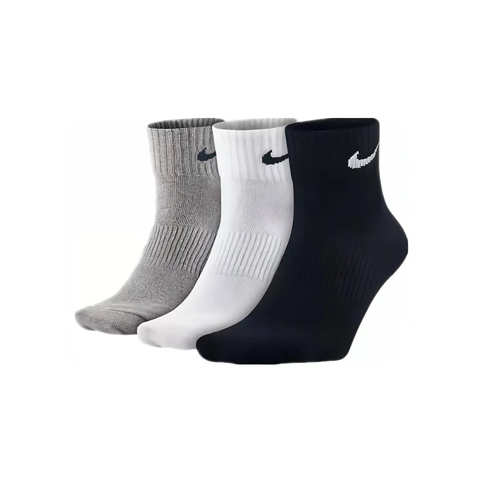 Nike Unisex 3-Pair Pack: Comfortable and Breathable Short, Mid-Calf, Training Socks, and High-Calf Athletic Socks SX7677-100