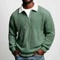 New Style Solid Color Waffle-Knit Long-Sleeve Sweatshirt for Men - Half-Zip Athletic Top (Spring & Autumn Collection)