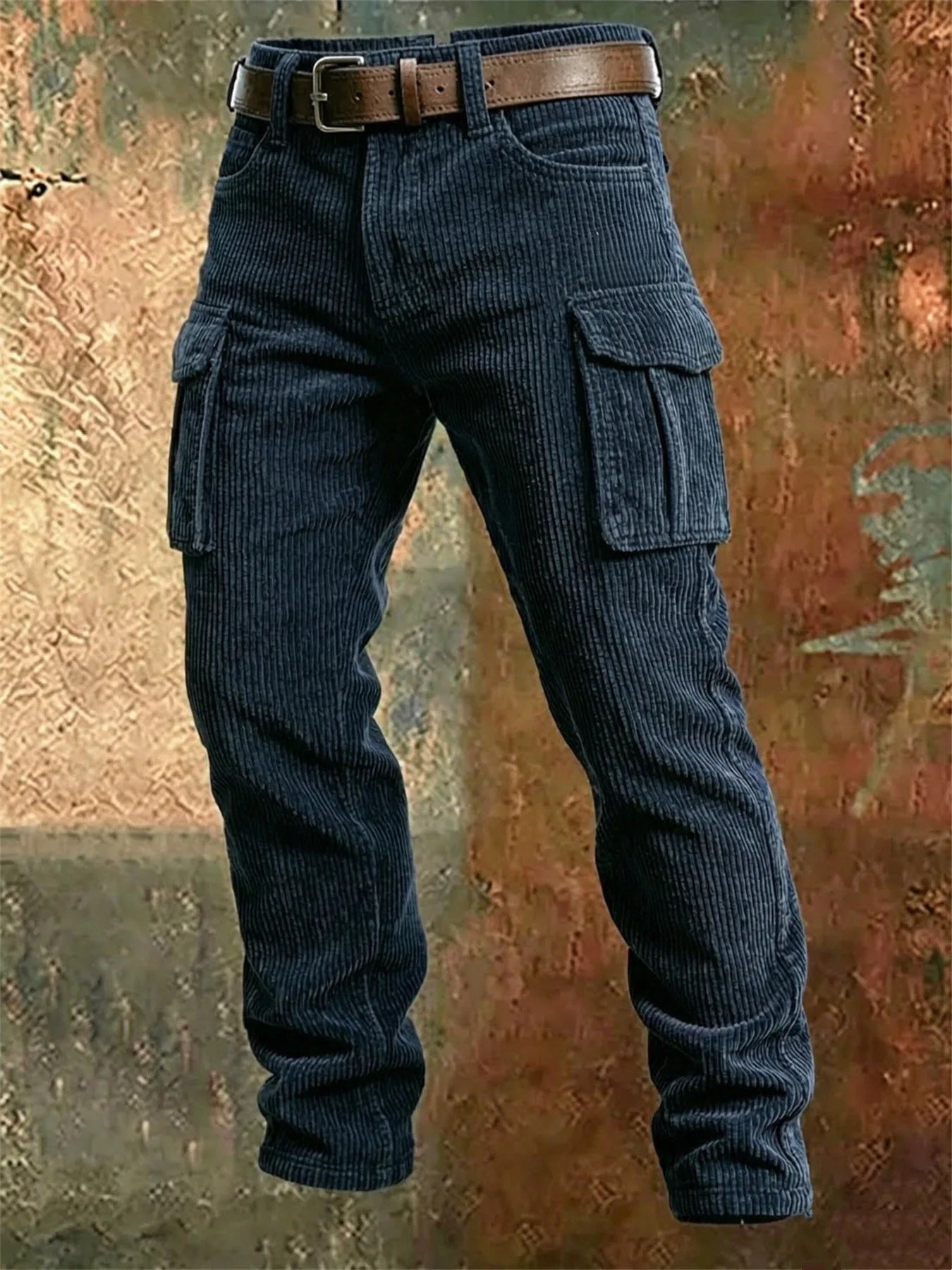 Spring Summer Stylish Straight Cargo Pants Men Casual Texture Corduroy Trousers For Men Daily Leisure Loose Pant Streetwear