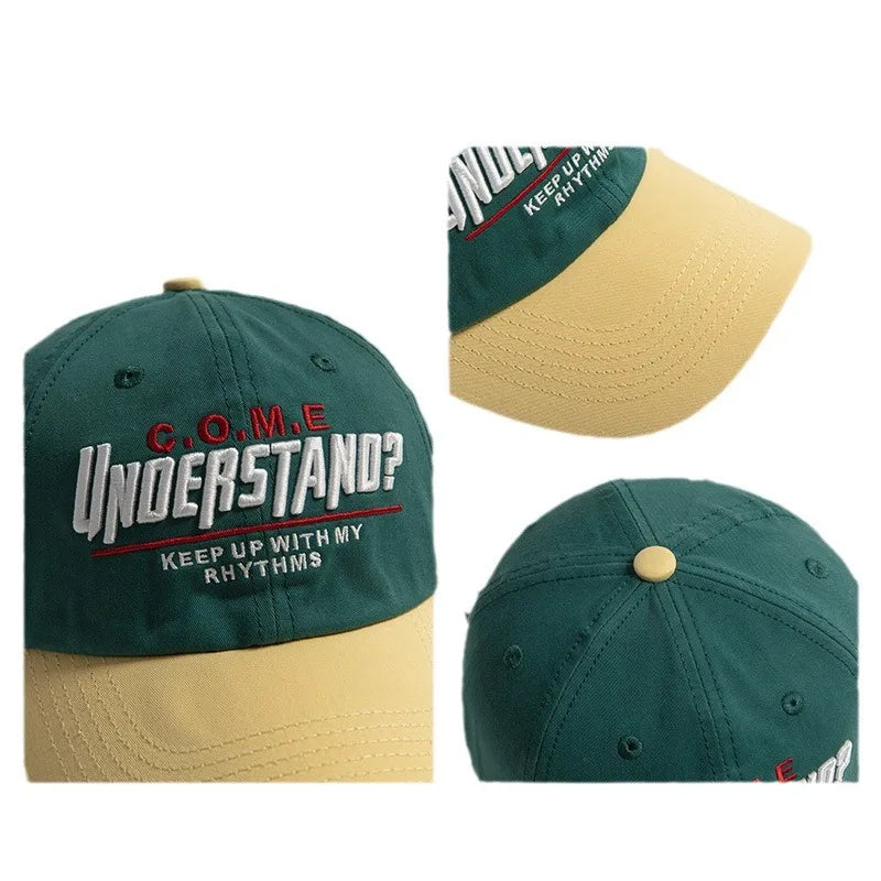 Street Color Blocked Duck Tongue Hat Looks Small, soft Top, wide Brim, deep Top, letter Baseball Cap for Men and Women