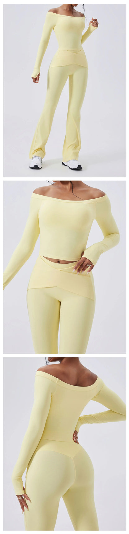 Slash Neck Long Sleeve Yoga Shirts Women Crop Top Breathable Quick Dry Sport T-shirt Female Gym Workout Top Fitness Clothing New