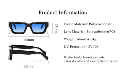 Ruiao fashion black small rectangular thick frame sunglasses for men and women rectangular summer wear shades