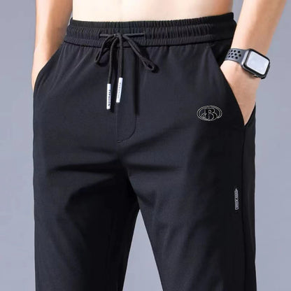 Summer men's ice silk quick drying casual pants slim fit version ice silk pants sports pants straight tube quick drying