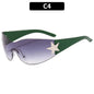 Rimless Punk Sunglasses Goggle Women Men Luxury Brand Wrap Around Sun Glasses Five Star Eyewear Sports One Piece Shades