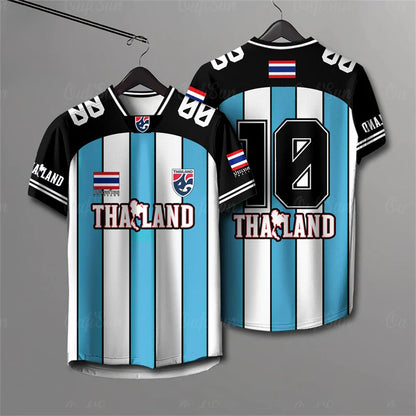 Elephant Thailand 3D Printed Rugby Collar Short Sleeve Summer Street T Shirt Man High Quality Oversized Breathable