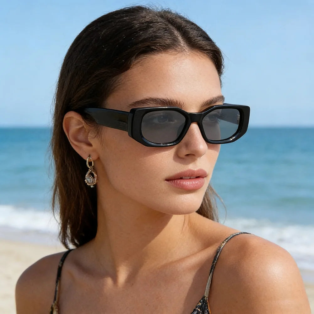 Ruiao new black classic retro designer branded concave irregular thick frame men women fashion sunglasses