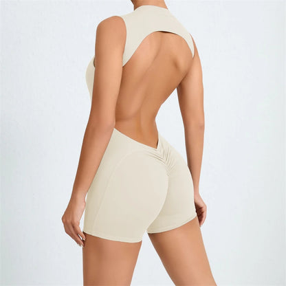 Allure The Brand Women Backless Romper ATB High Support Backless Sport Jumpsuit Hollow Gym Bodycon Short Jumpsuit Playsuit Women