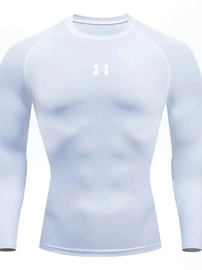 Men's Tight Fitting Long Sleeved Shirt, Quick Drying Muscle Fitting Sports Top, for Exercise Training, Fitness Running, Fit