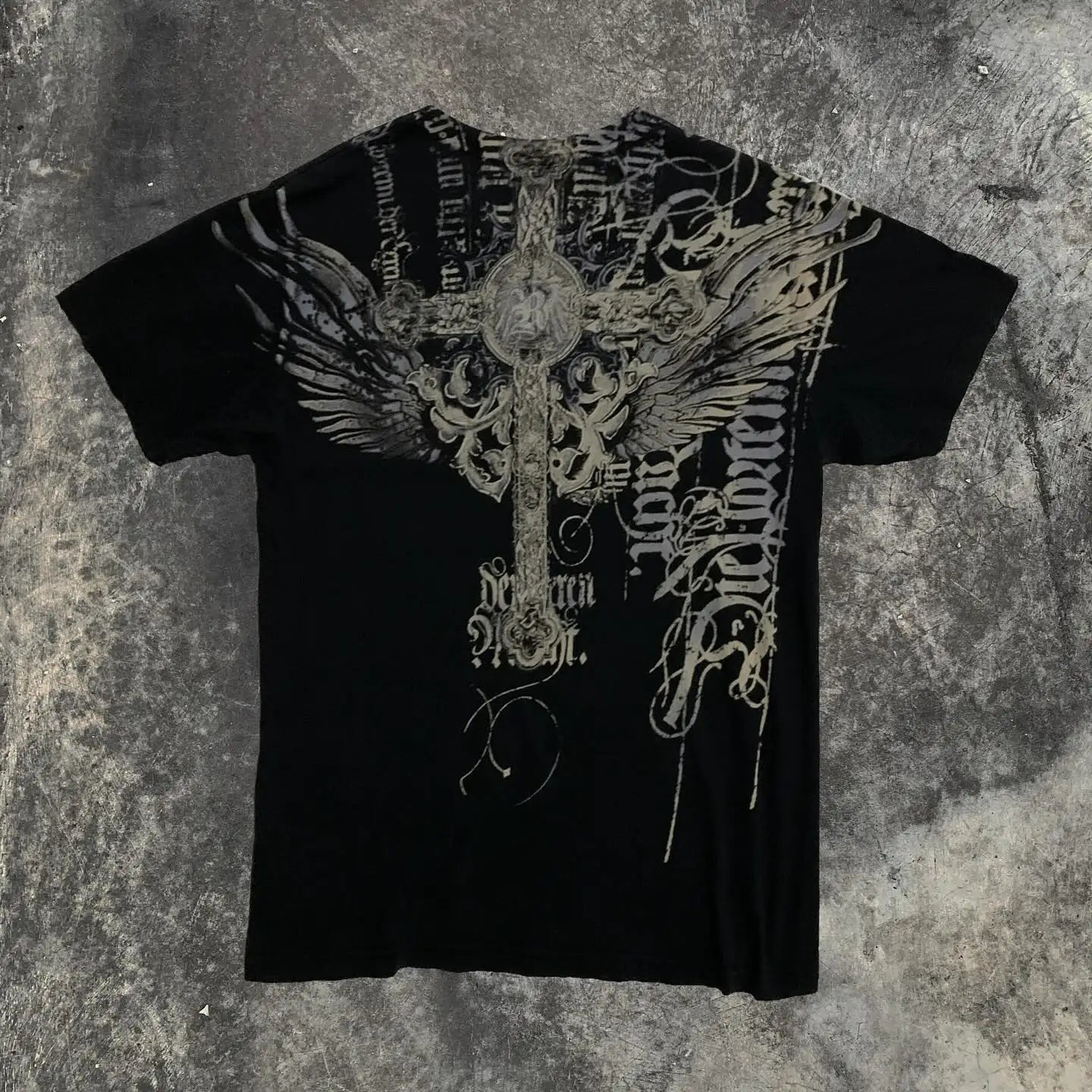 Southpole Y2K Vintage Cotton Graphic Tee Distressed Oversized Unisex T-Shirt with Gothic Print Streetwear Retro Soft Shirt Man