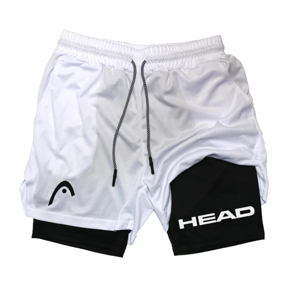 Anime Berserk Head Running Shorts Fitness Gym Training 2 in 1 Sports Quick Dry Workout Jogging Double Deck Summer