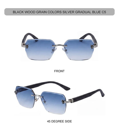 Square Rimless Photochromic Sunglasses Men Vintage Sun Glasses Luxury Designer Shades Male Cut Lenses Frameless Eyewear
