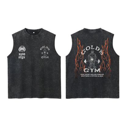 Darc Wolves Sport Vintage Washed Vest Tees Gym Bodybuilding Fitness Sleeveless T Shirts Basketball Workout Darcs Tank Tops