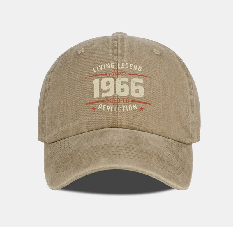 "Living Legend Since 1966" Washed Baseball Cap Adjustable Unisex Gift For Vintage Lovers