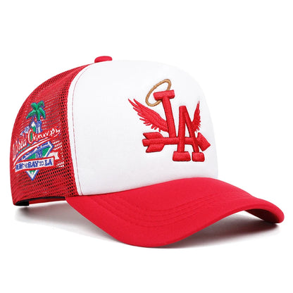 Baseball Hat LA Wings Embroidered Hip Hop Hat Outdoor Daily Leisure Sunshade Hat Male Female Flat Edge Mesh Hat