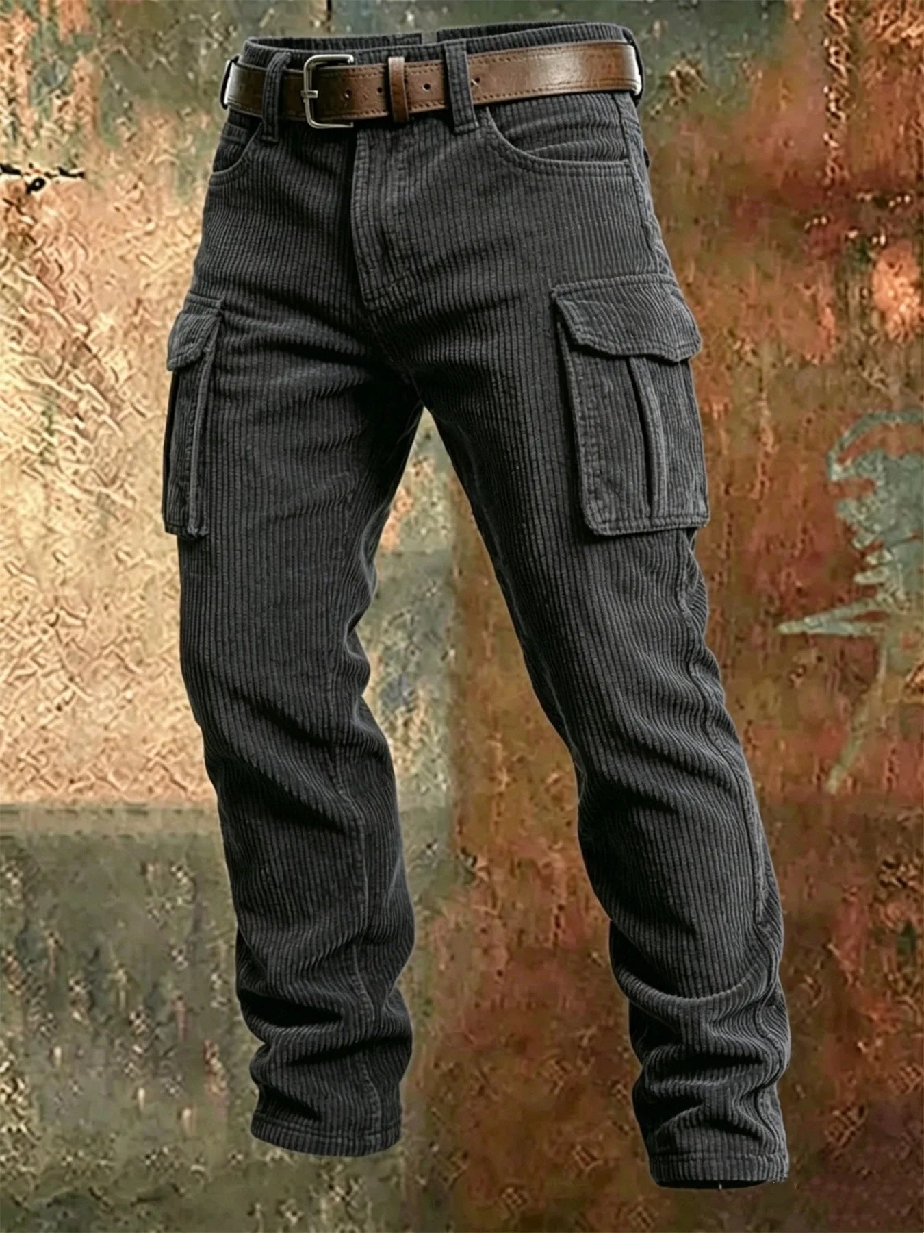 Spring Summer Stylish Straight Cargo Pants Men Casual Texture Corduroy Trousers For Men Daily Leisure Loose Pant Streetwear