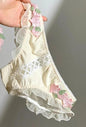MOYISU New Vintage Embroidery Cream Sweet Flowers Pastoral Field Sexy Underwear for Women Small Breasts Pure Desire Gathered Up