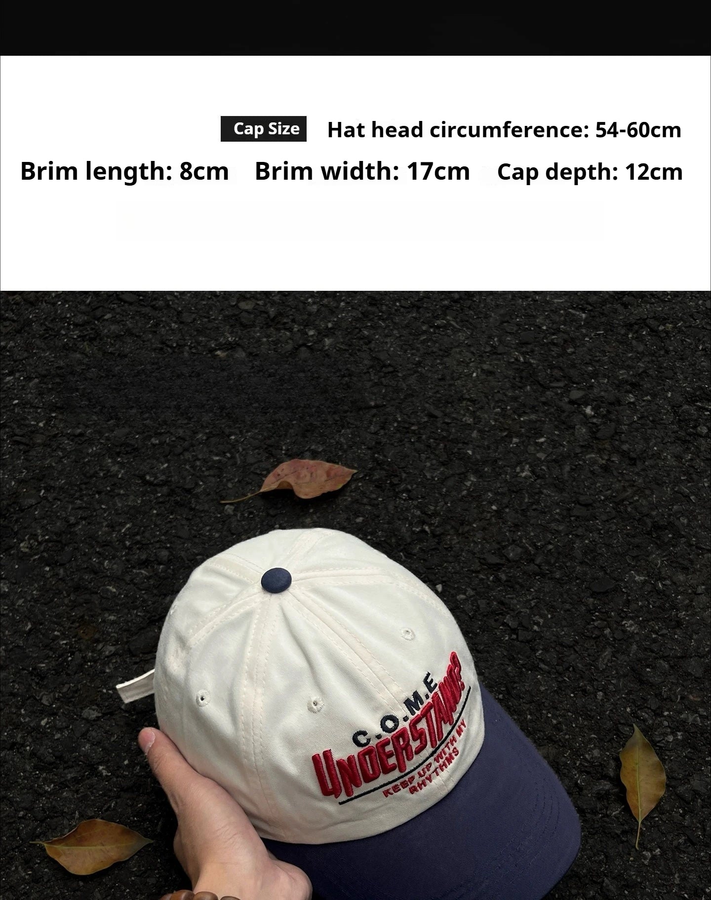 Street Color Blocked Duck Tongue Hat Looks Small, soft Top, wide Brim, deep Top, letter Baseball Cap for Men and Women