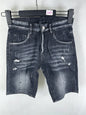 3006 Summer New Men's Jeans Washed Ripped Patch Paint Slim-fit Micro-elastic Denim Shorts Men's Black