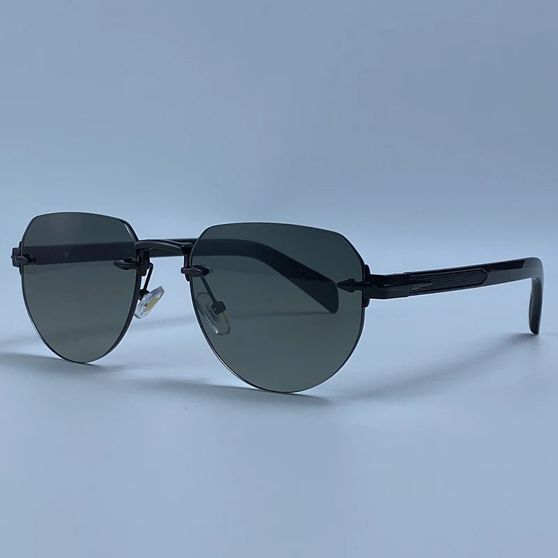 Square Rimless Punk Sunglasses Men Designer Vintage Polygon Metal Sun Glasses Male Fashion Eyewear Pilot Shades