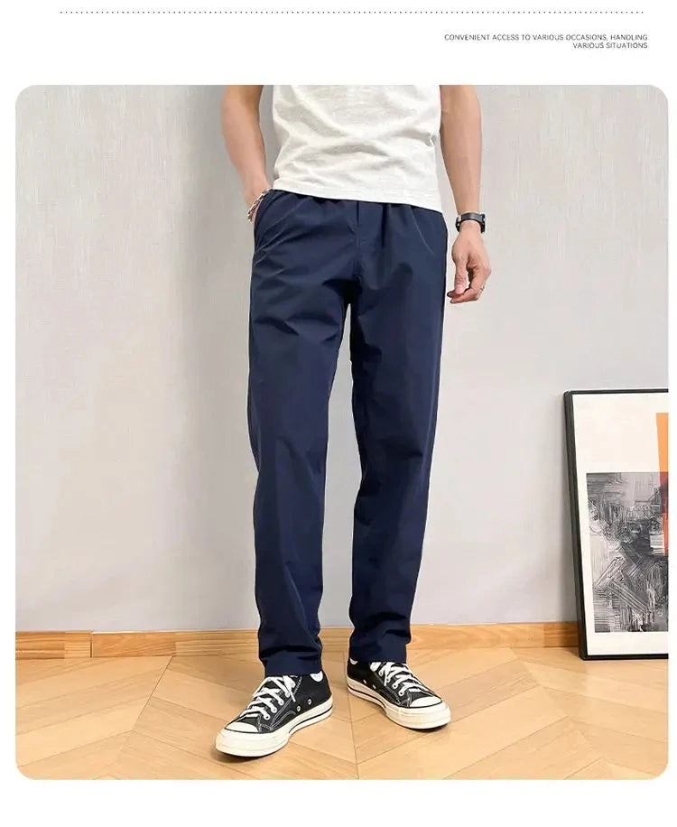 Summer Thin Cargo Pants Men Casual Tapered Trousers with Zipper Pockets Quick Dry Streetwear Pants for Outdoor Daily Wear S-3XL