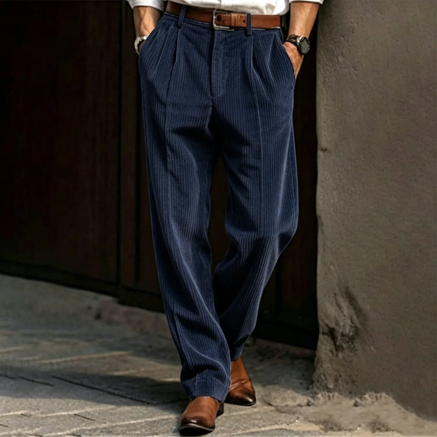 Spring Summer Stylish Straight Cargo Pants Men Casual Texture Corduroy Trousers For Men Daily Leisure Loose Pant Streetwear
